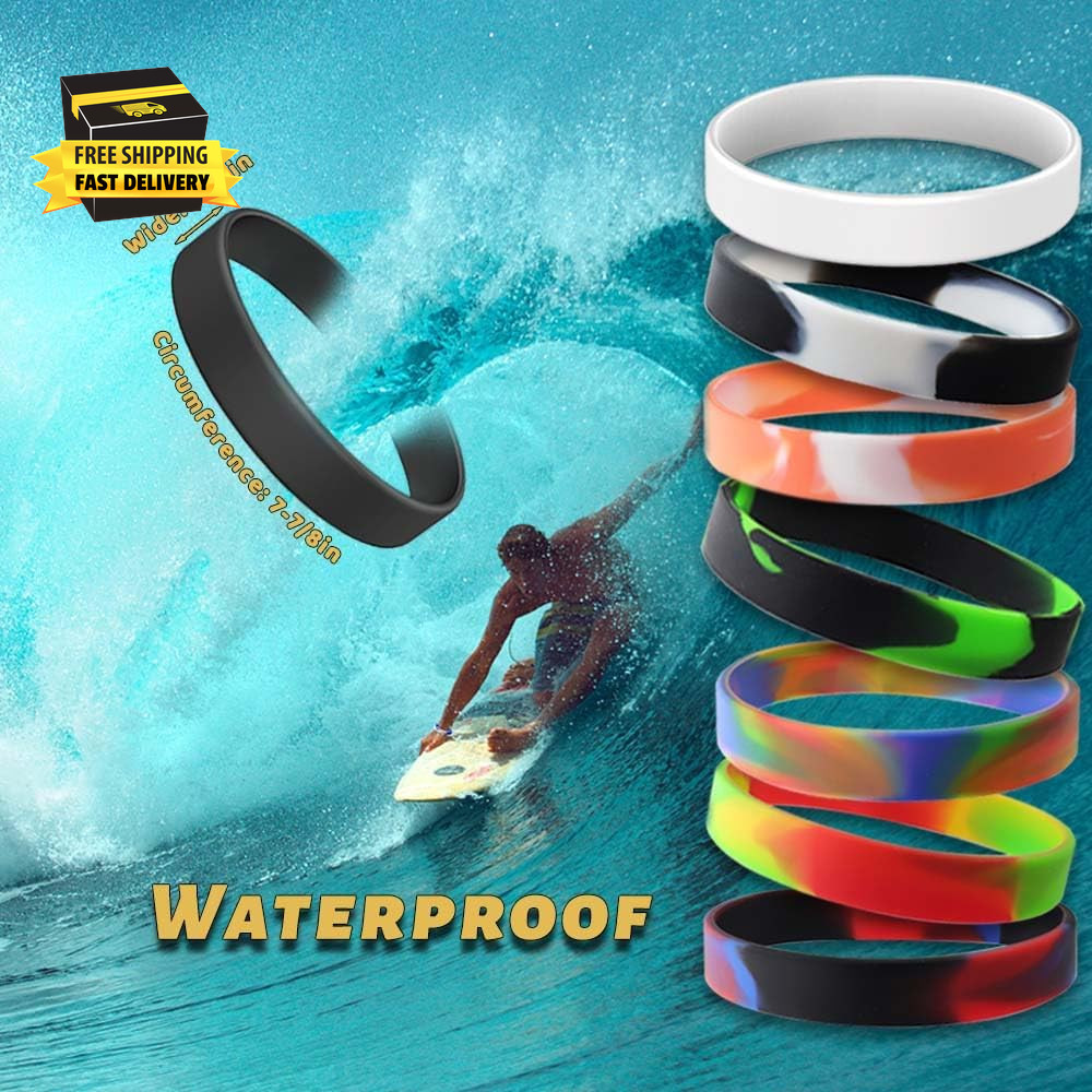Waterproof ID Rubber Bracelets 14 Count – Silicone Rubber Wristbands for Events