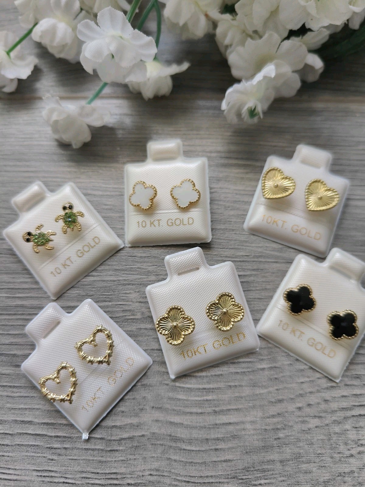 10k gold heart screw back stud,6pack earrings arete corazon de oro 10K Lote de 6