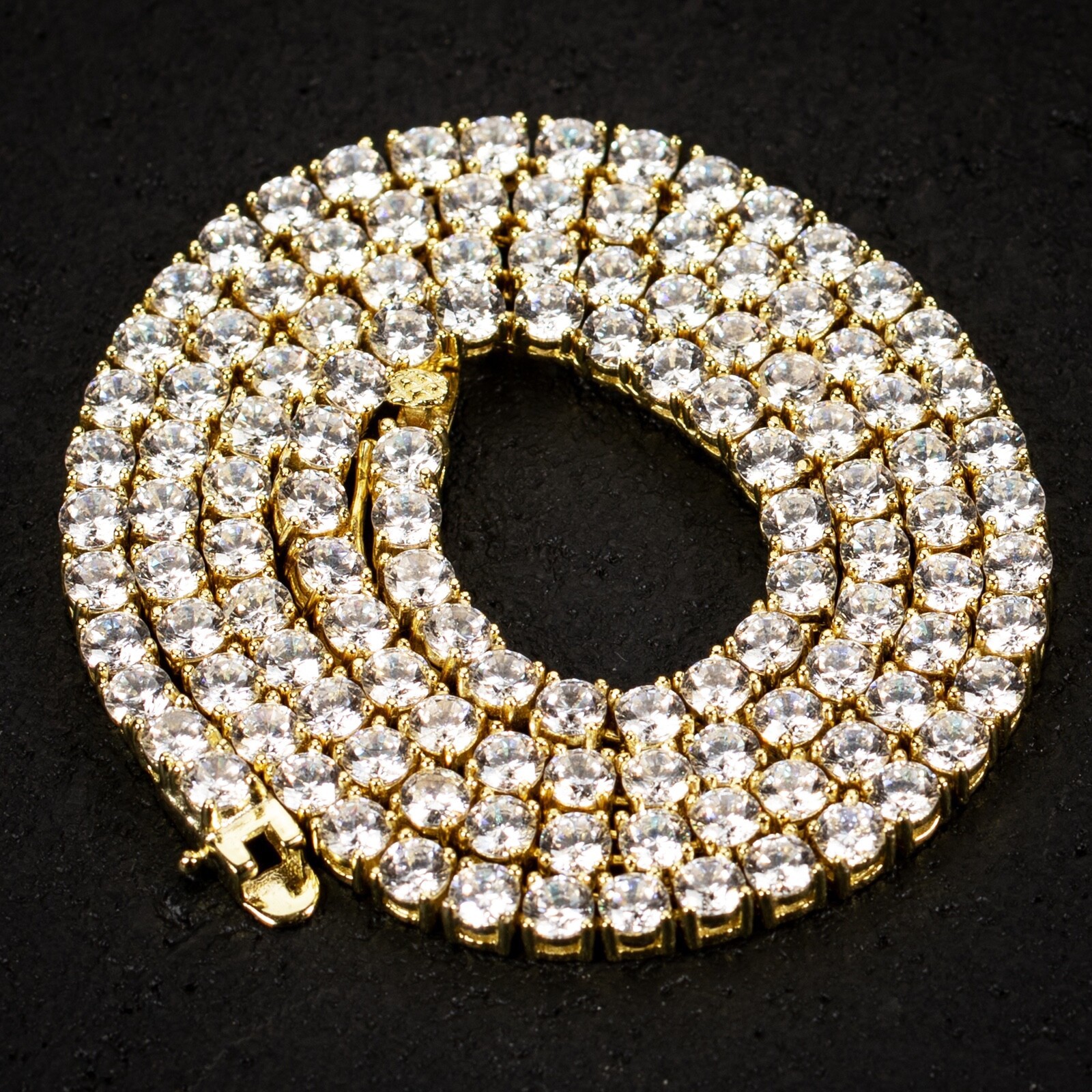 High-End Moissanite Brass 1 Row Tennis 4mm 18″ 20″ 24″ Chain Necklace Jewelry