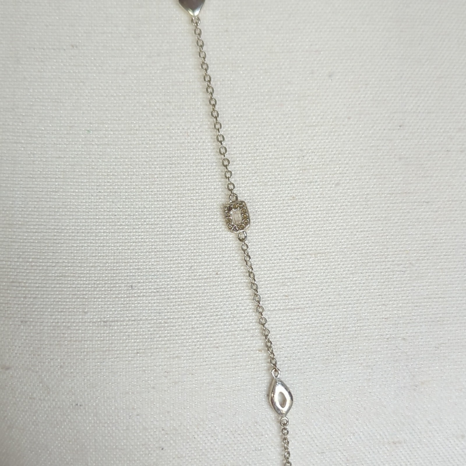 Stella & Dot Silver Tone Station Cable Chain Necklace Geometric Charms Lobster