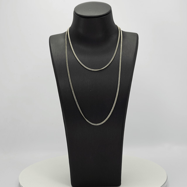 Extra long vintage silver curb chain