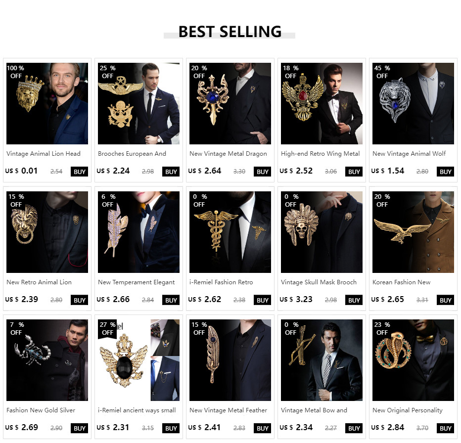 New Vintage Crystal Eagle Brooches Crown Men’s Suit Coat Badge Corsage Collar