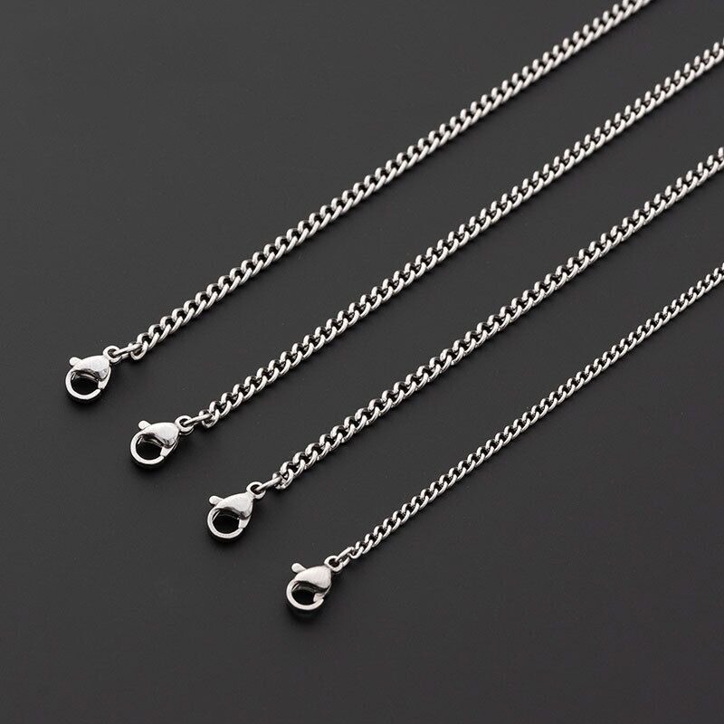 1.5/2/3/3.5/4.8/6/7/9mm Stainless Steel Curb Cuban Link Chain Woman Man 16-36”