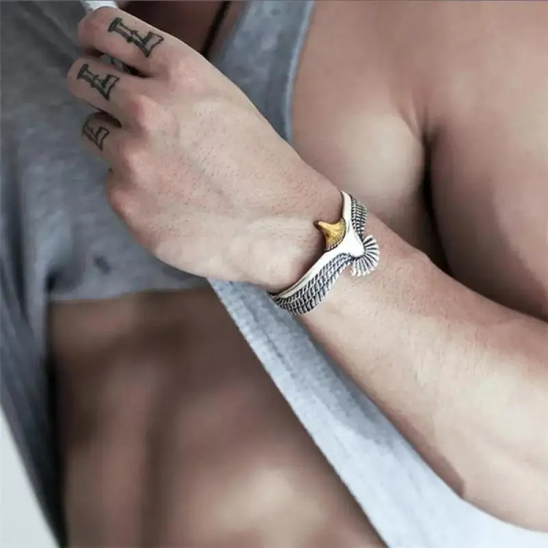 Men’s Flying Eagle Open Adjustable Cuff Bracelet Bangle Hip Hop
