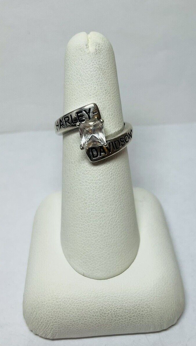 Harley Davidson Sterling 925 Silver CZ Engagement Ring Sz 6 – .14