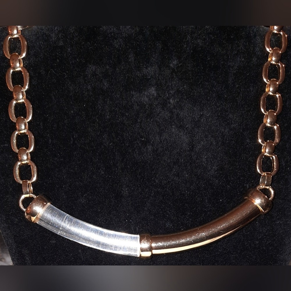 WHBM Lucite Gold bar Designer statement NECKLACE 16in to 20in