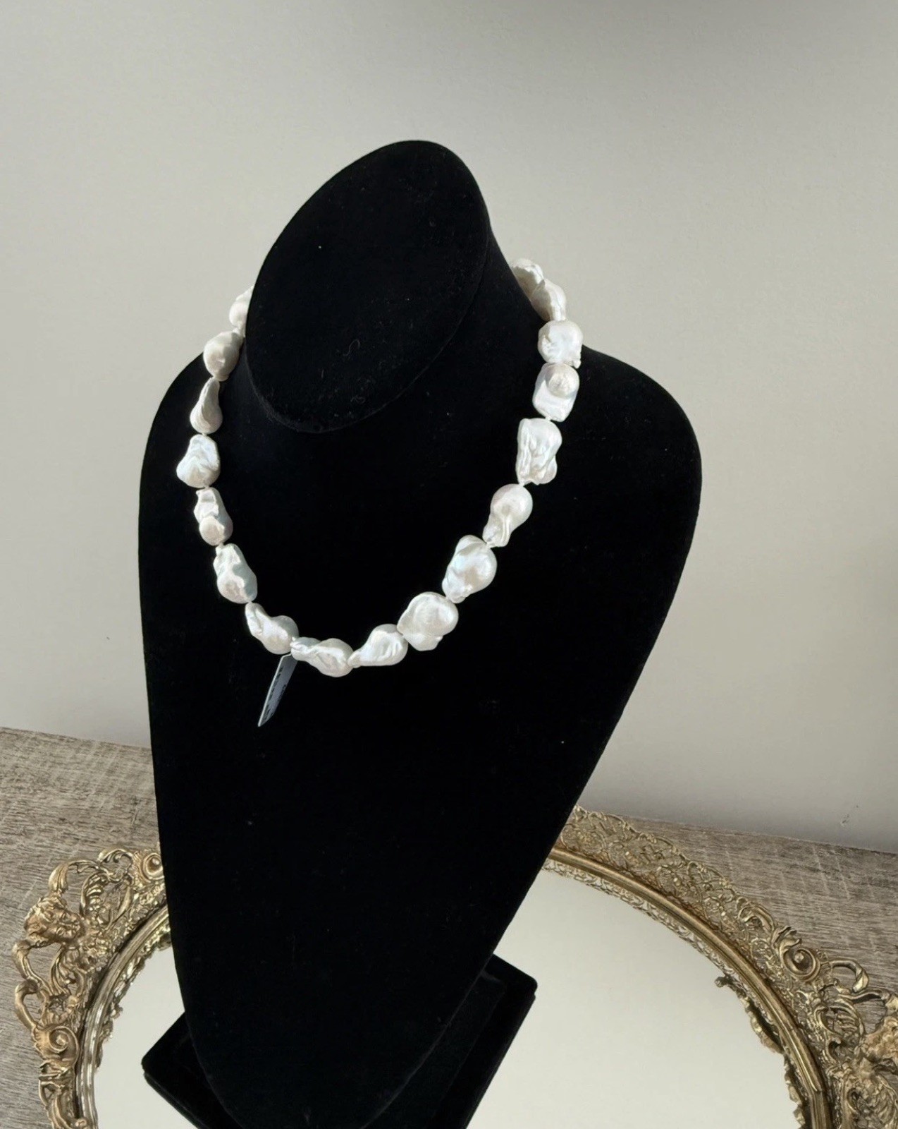 Large Baroque Pearl Necklace – High Luster Faux Pearl Statement Beach Beauty