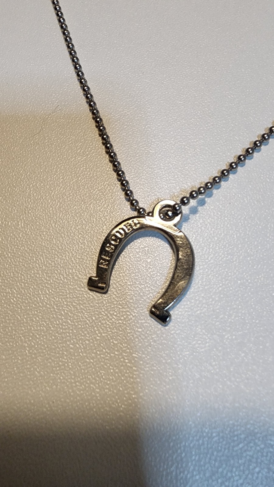 Silver Toned Horseshoe Necklace Rescued “Huck 2019”
