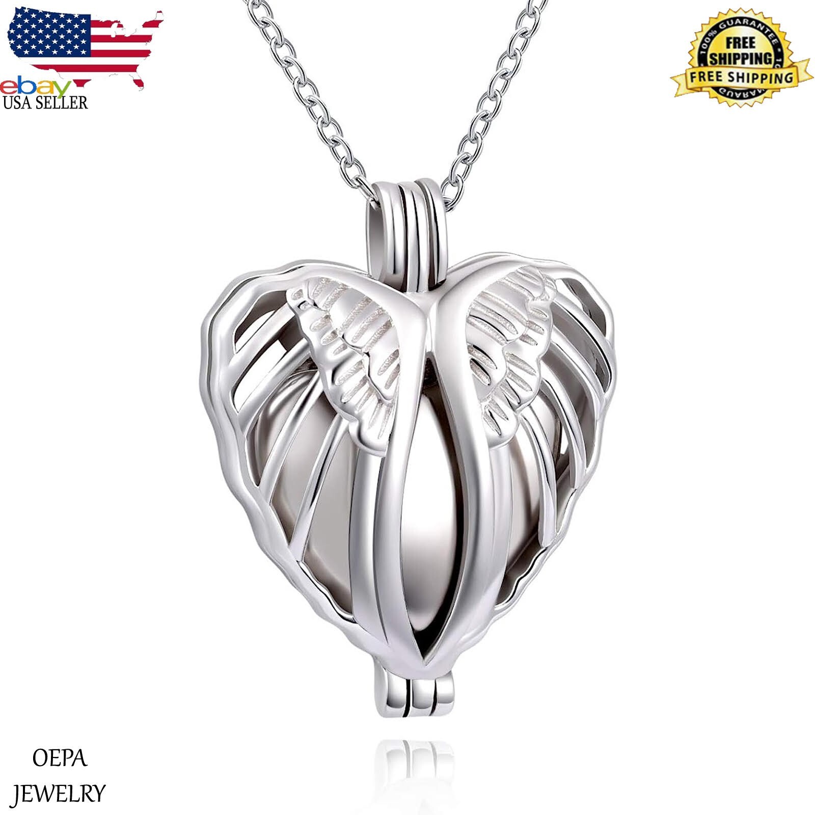 Angel Wings Memorial Urn Locket Necklace for Ashes 925 Sterling Silver Necklace