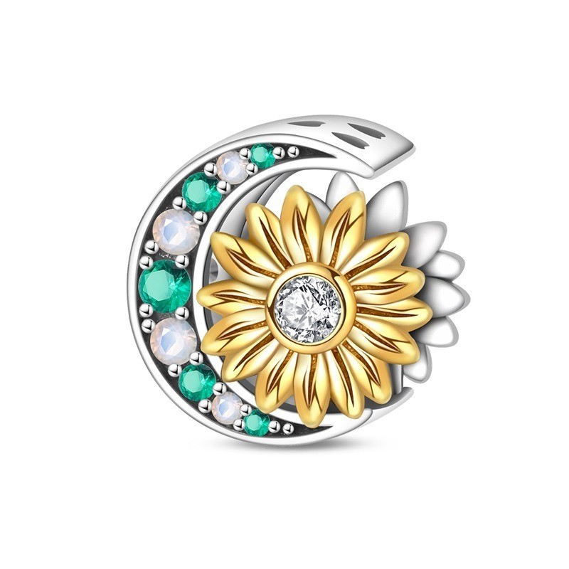 KUNSIR 925 Sterling Silver Mood Weather Sunflower Charm Pendant For Bracelet DIY