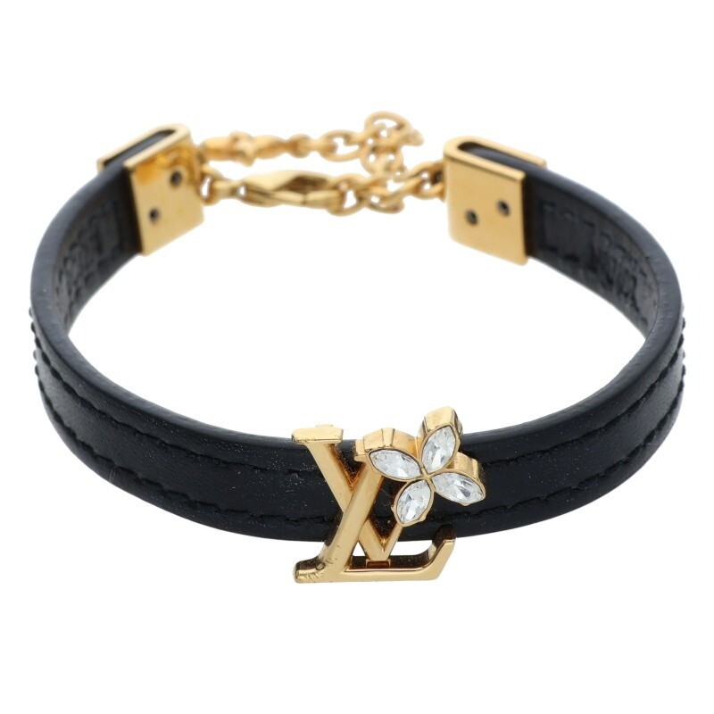 Authentic Louis Vuitton Bracelet Flower Iconic Black 19.5cm From Japan