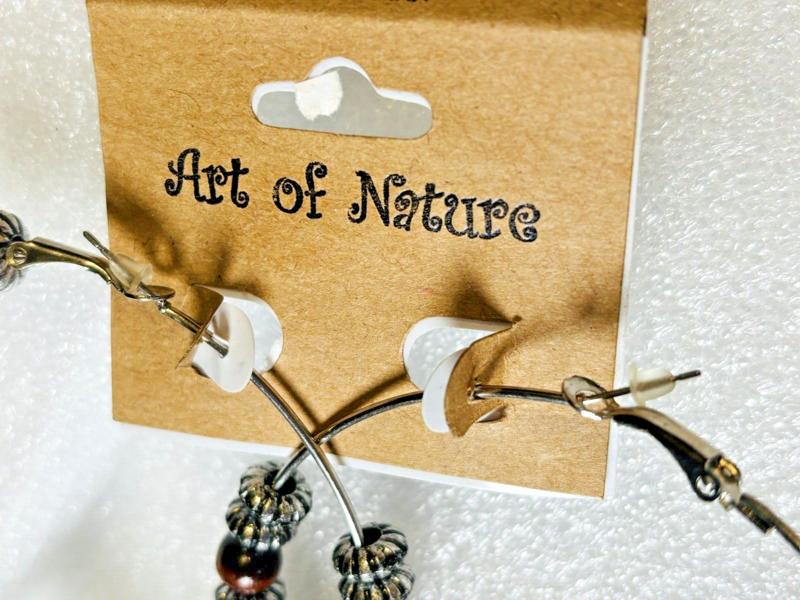 Art of Nature / Brown Wooden Beaded Bohemian Hoop Fashion Earrings Boho 3.25″