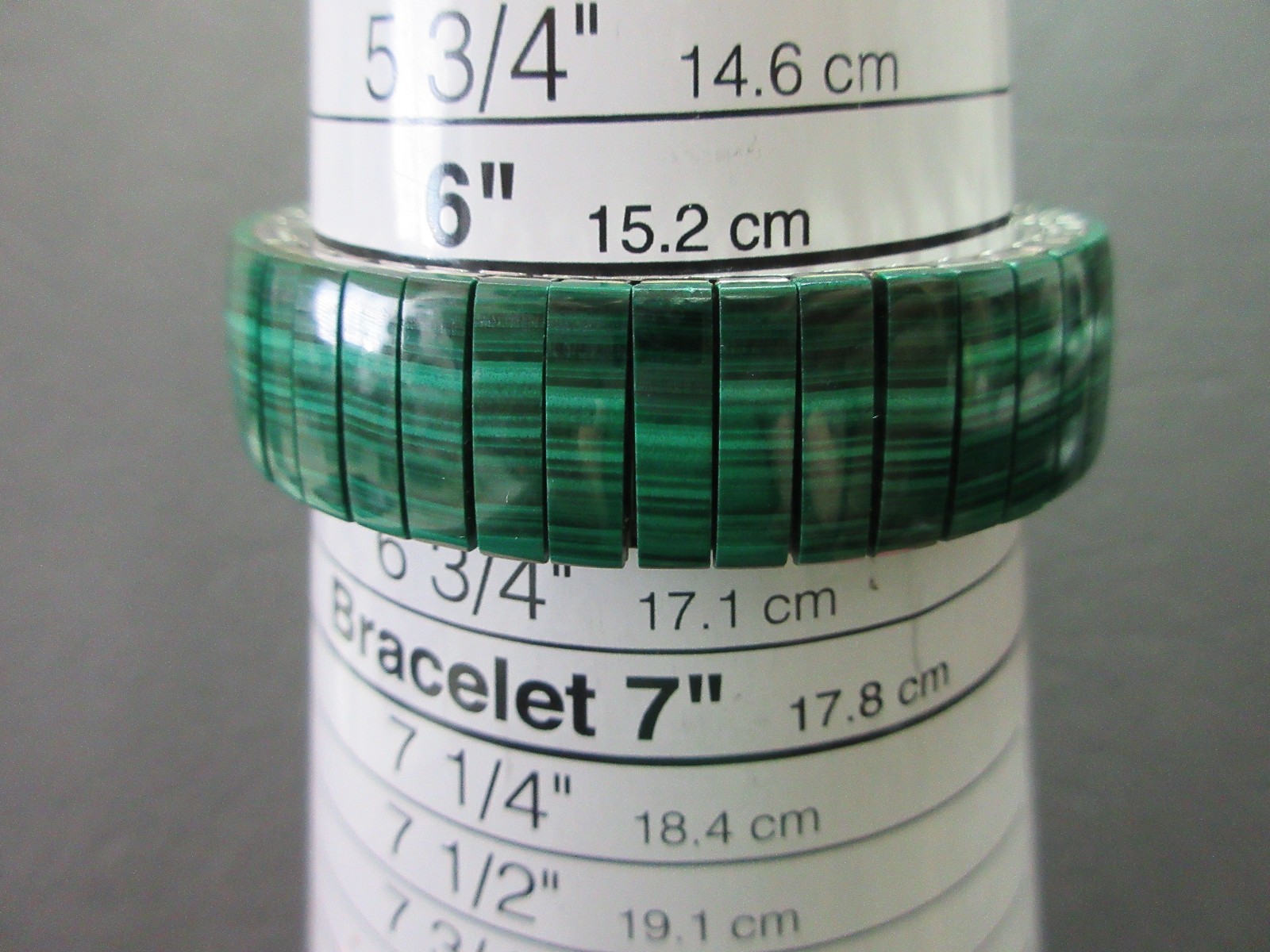 6″-7″ Green Malachite Stretch Bangle Bracelet Rectangle Stone Segments