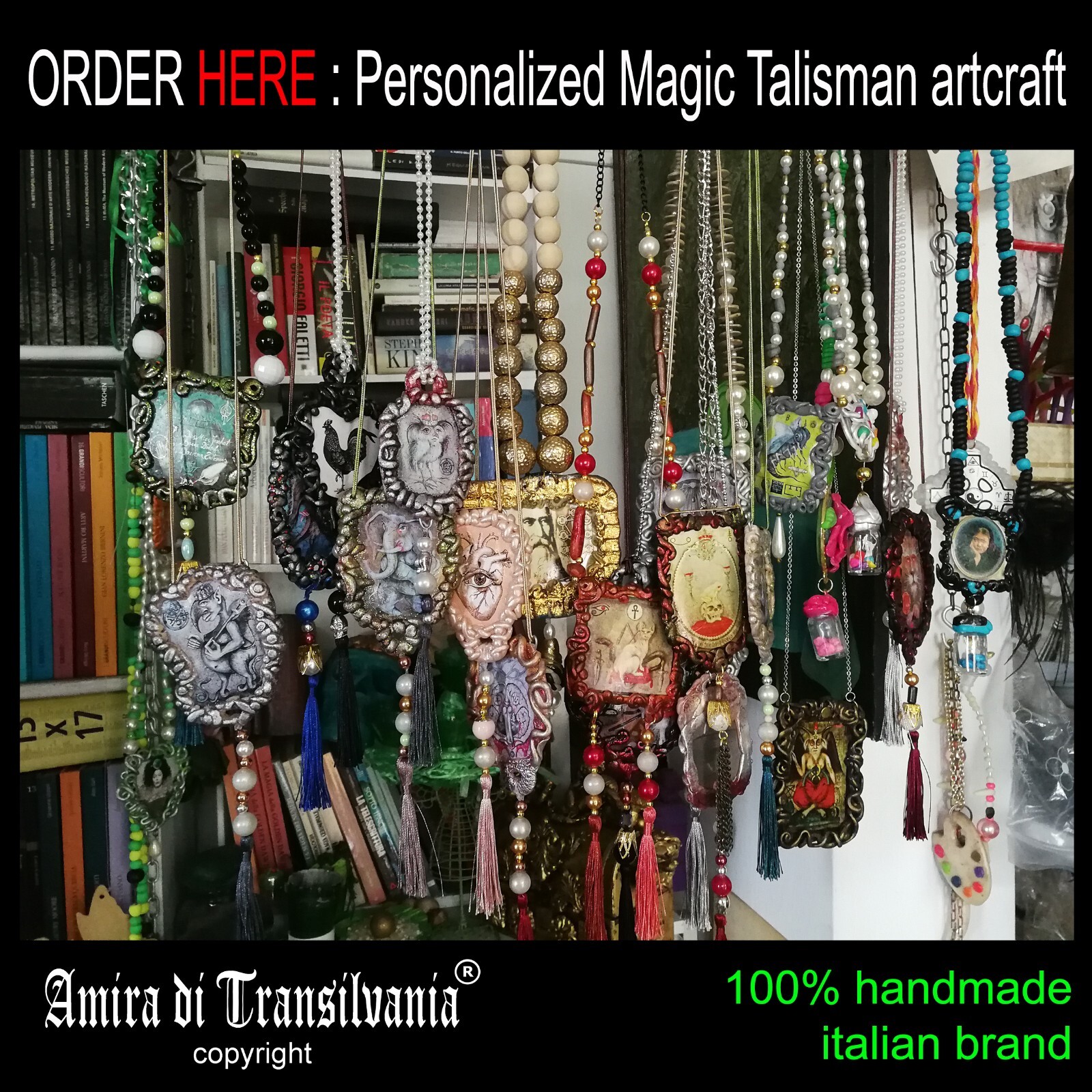Green Witch Wicca Talisman Celtic Amulet Pendant Charm Forest Leaf Cat Nature