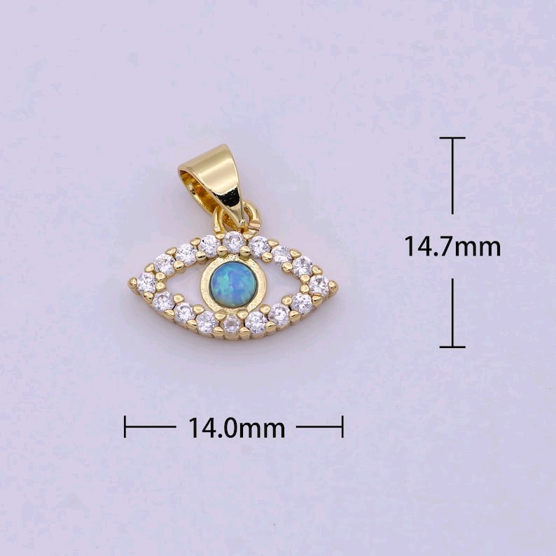 Evil eye micro pave blue opal charm – evil eye cubic zirconia wholesale pendant