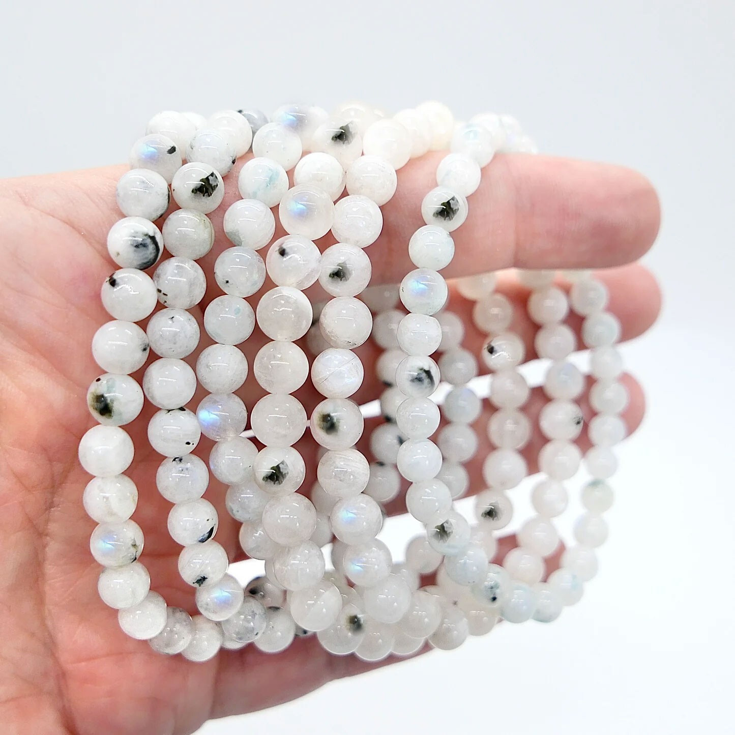 Rainbow Moonstone Dainty Bracelet 4mm Gemstone Healing Reiki Bracelet Gift