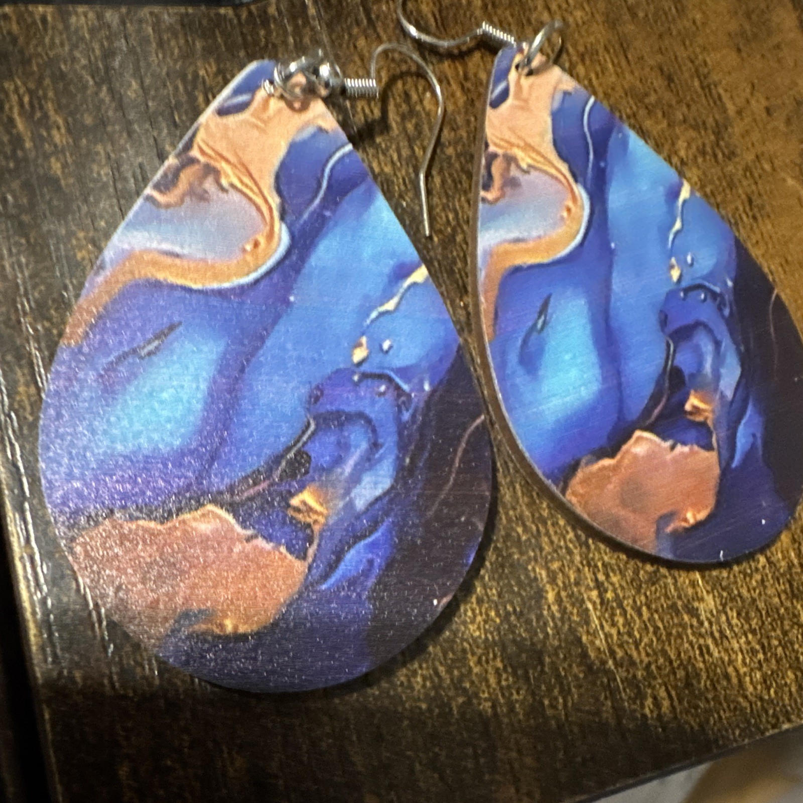 Multicolor Teardrop Dangle Drop Earrings Metal Hook Closure No Stone Lobe