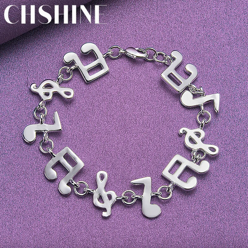 CHSHINE 925 Sterling Silver Musical Note Chain Bracelet For Women Charm Jewelry