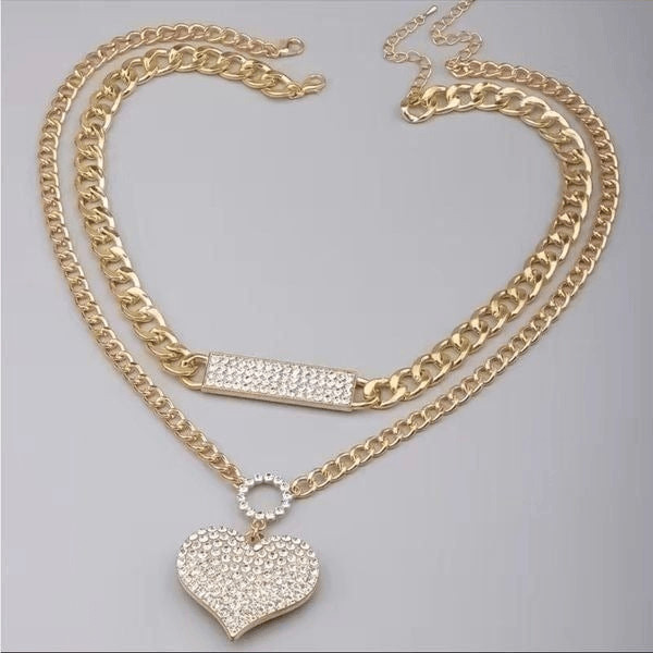 Beautiful rhinestone, gold layered necklaces see pics for measurements
