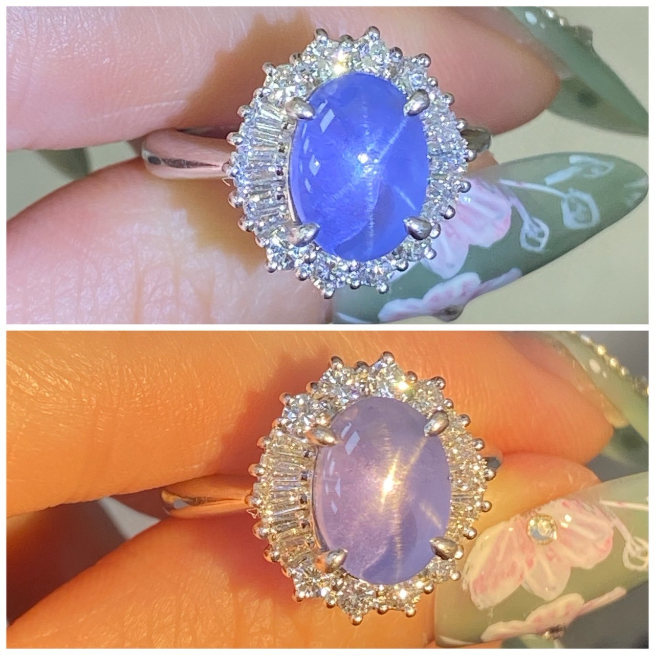 [jerseychou] Natural Star color-changing Sapphire 5.29 ct , Sri Lanka, PT900