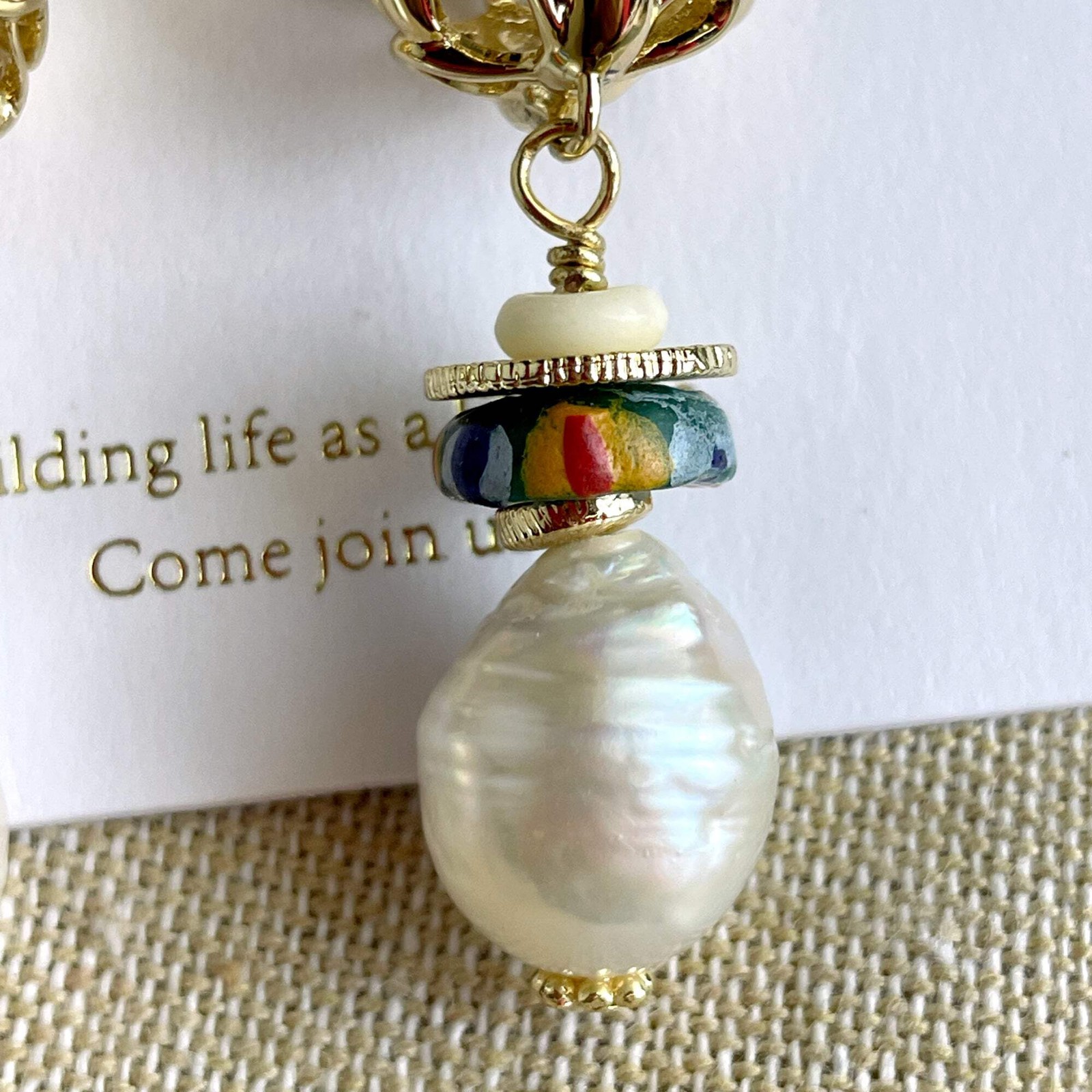 Akola bohemian pearl drop pierced earrings – new – fair trade