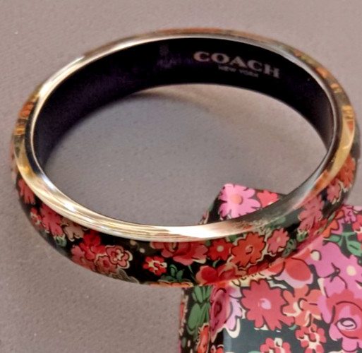 Coach Resin Floral Bangle, black/multicolor NWOT