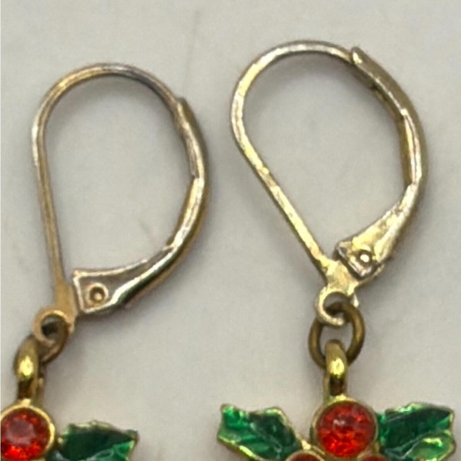 Vtg Christopher Radko Dangle Drop Earrings Set 2 Christmas Tree Bell Jewelry