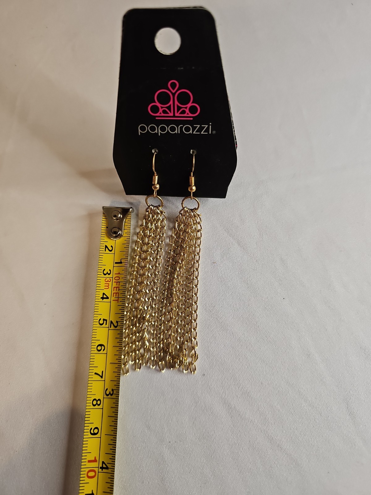 Paparazzi Gold Tone Tassel Dangle Drop Earrings Metal Hook for Lobe