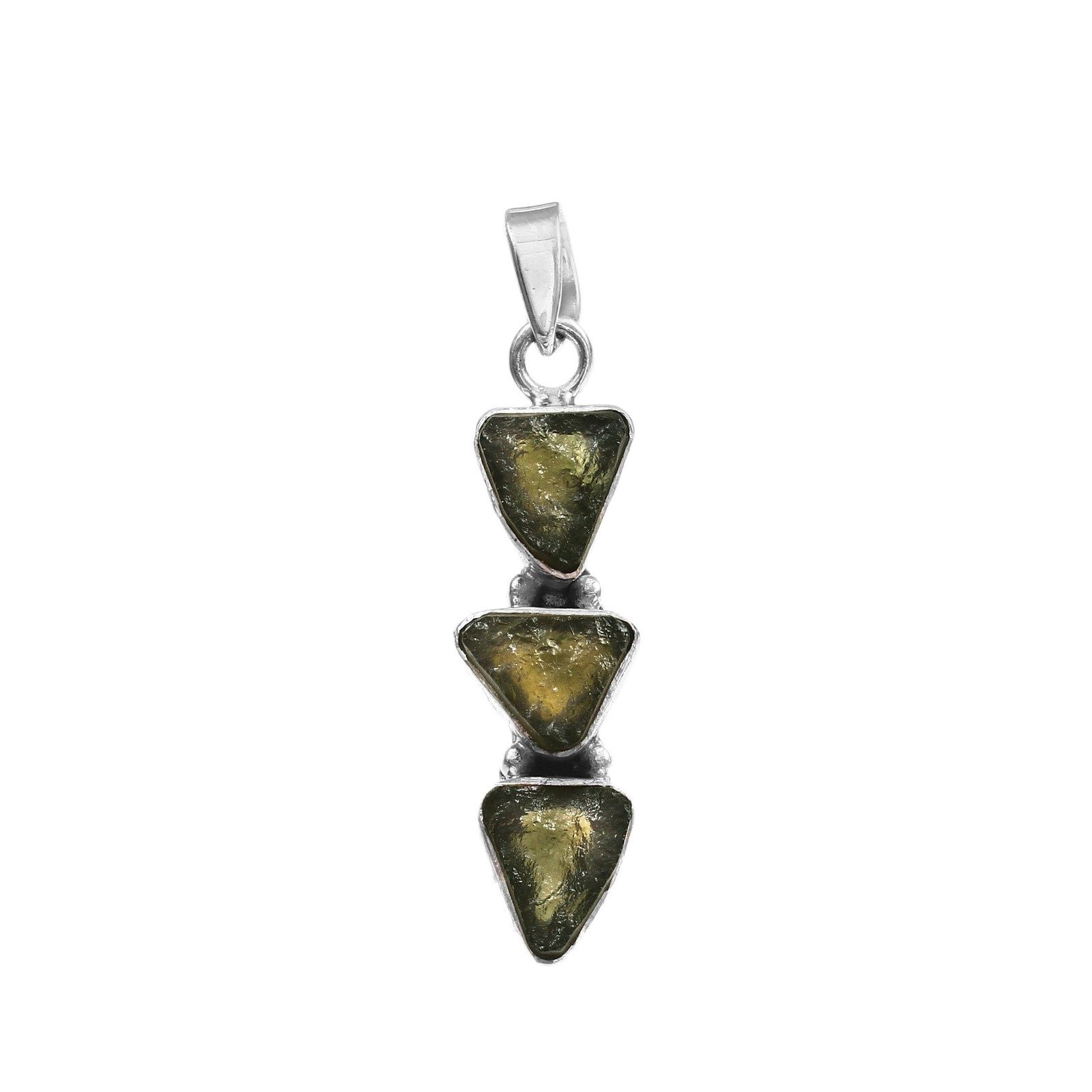 925 Sterling silver 24.80 CRT Natural Green Rough Moldavite Gemstone Pendant …