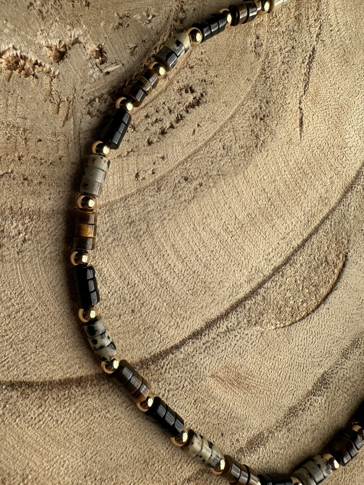 Maillard Natural Tiger Eye, Spotted Stone, Gemstone, Beaded Necklace, Bohemian