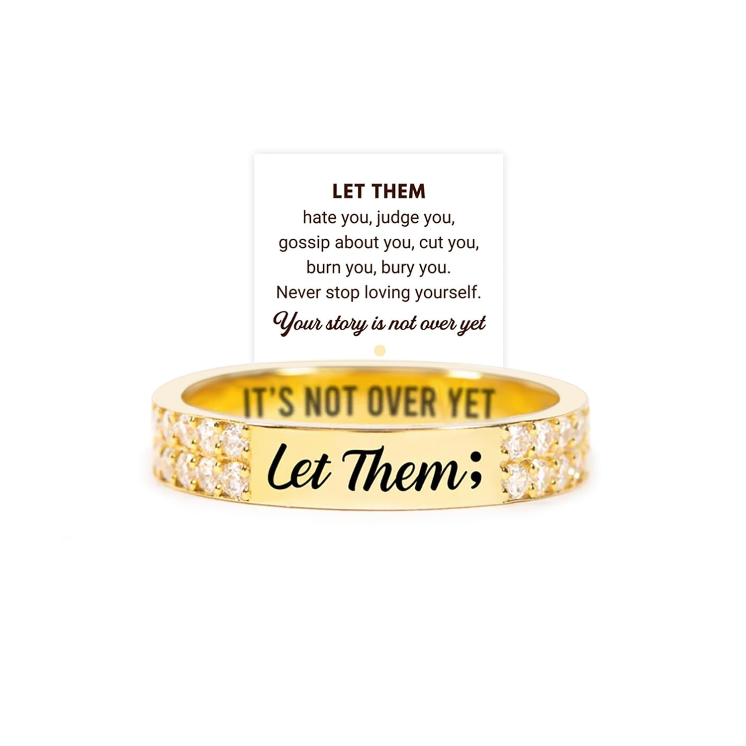 Let Them Pavé Mantra Rings for Women, S925 Sterling Silver Self Worth Motivat…