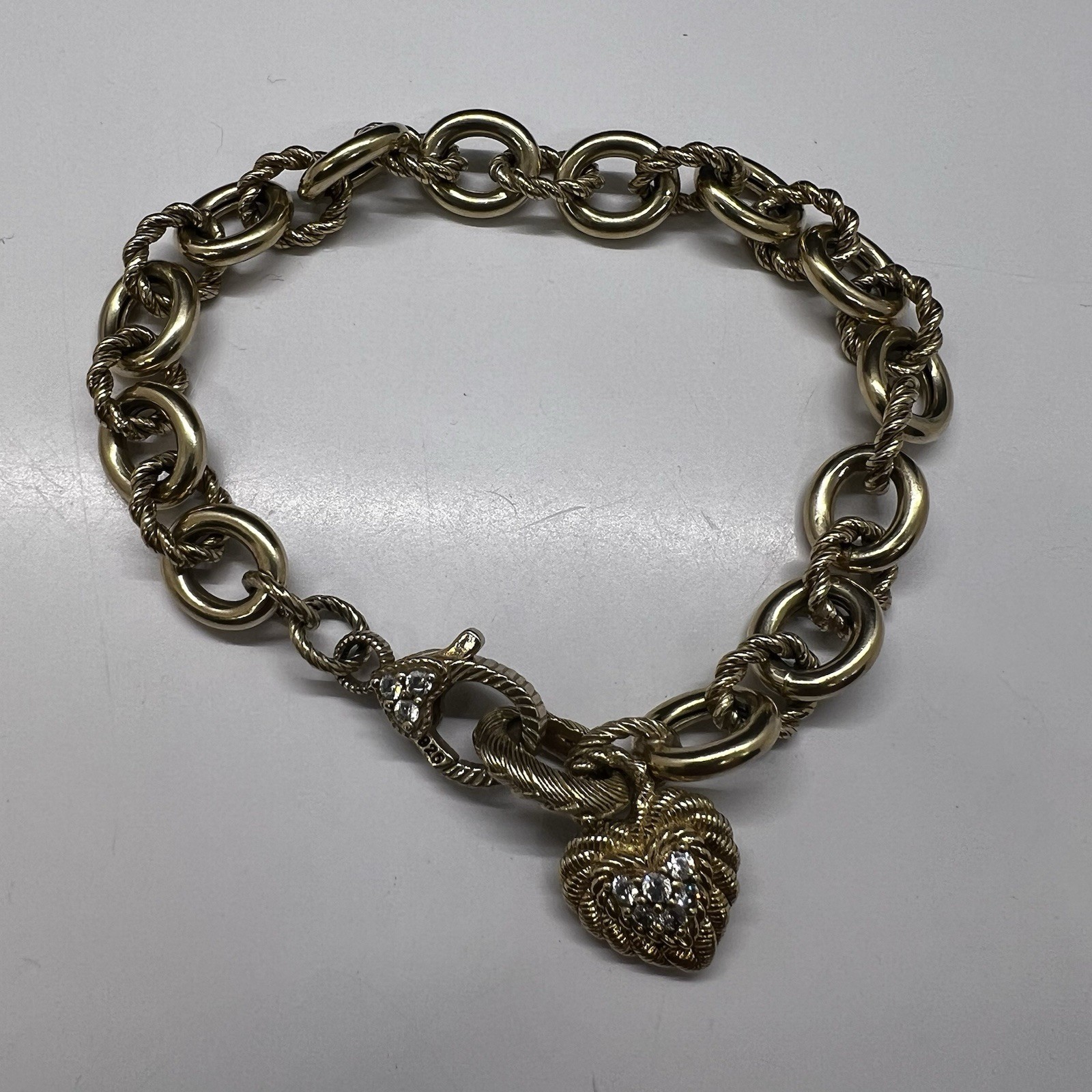 Judith Ripka Sterling Silver CZ Accents Gold Plated Verona Romance Link Bracelet