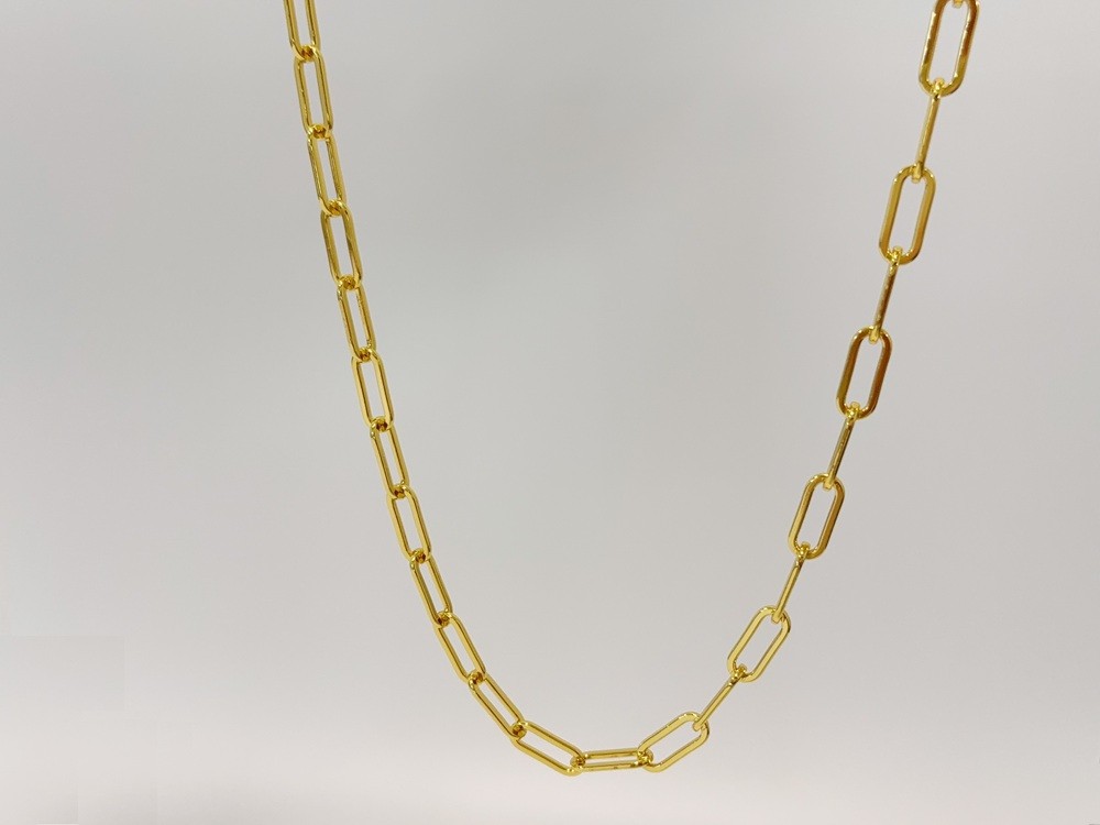 18K Yellow Gold Paperclip 7mm Chain Bracelet Necklace Mens Womens 22-28inch