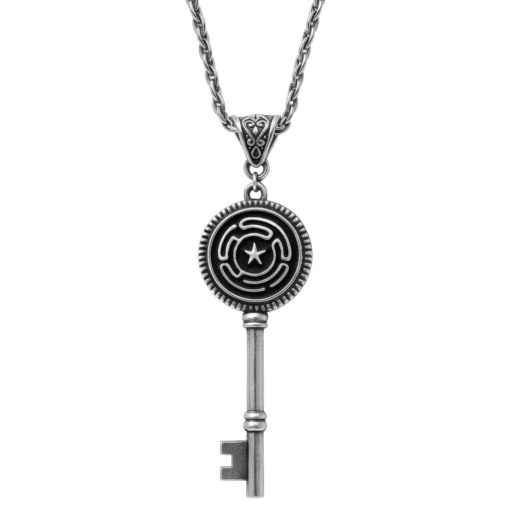 Hecate Key Necklace for Men Women, Alloy Steel Witchcraft Amulet Key Pendant,…