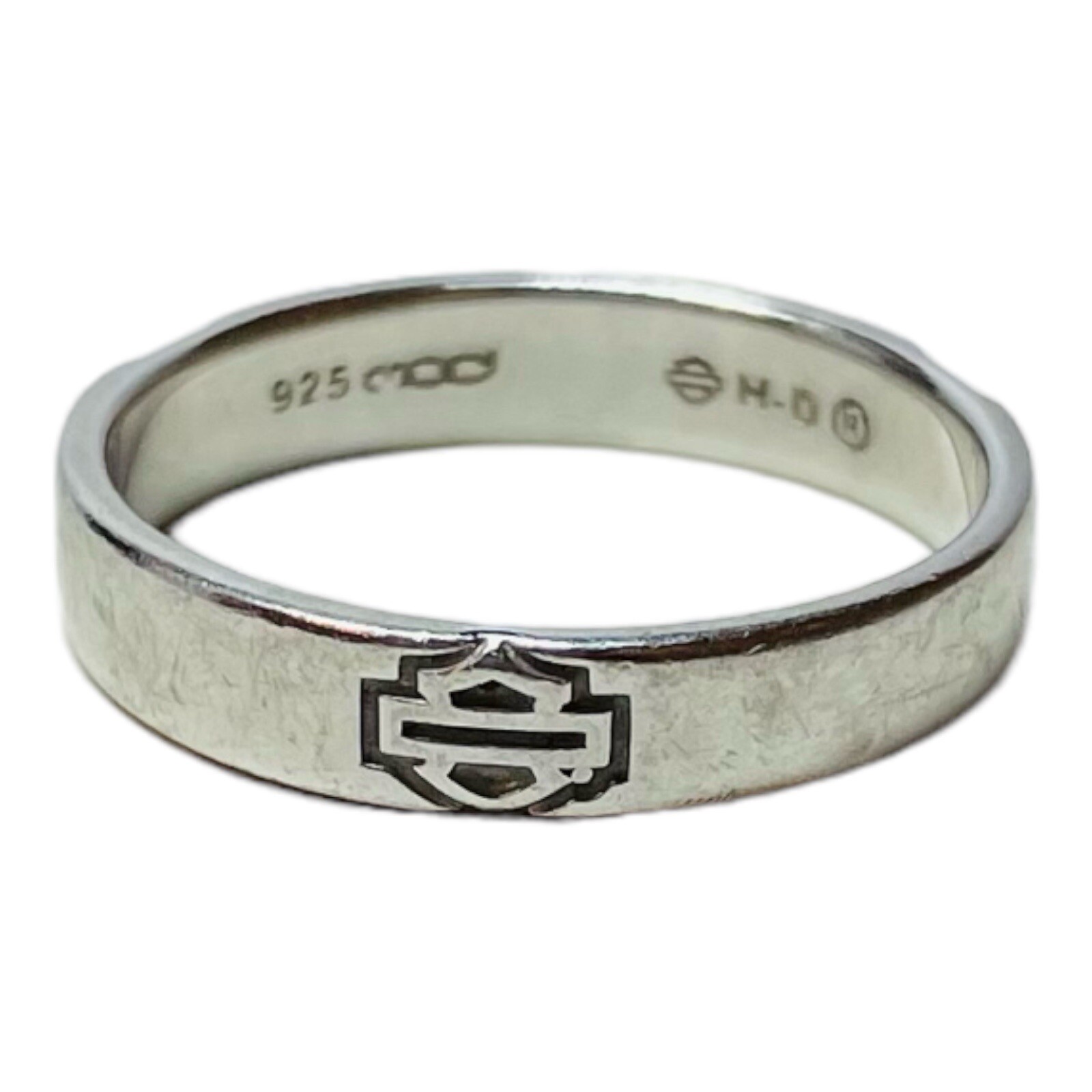 MOD Harley Davidson Sterling 925 Silver Logo Shield CZ Ring Sz 8 – .09