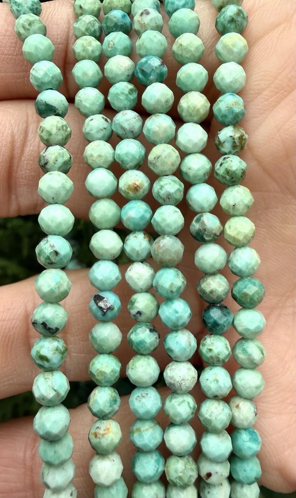 Wholesale 6 Pcs Natural Turquoise 4mm Faceted 7.5” Stretch Bracelet