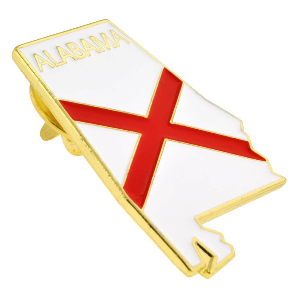PinMart’s State Shape of Alabama Flag Lapel Pin