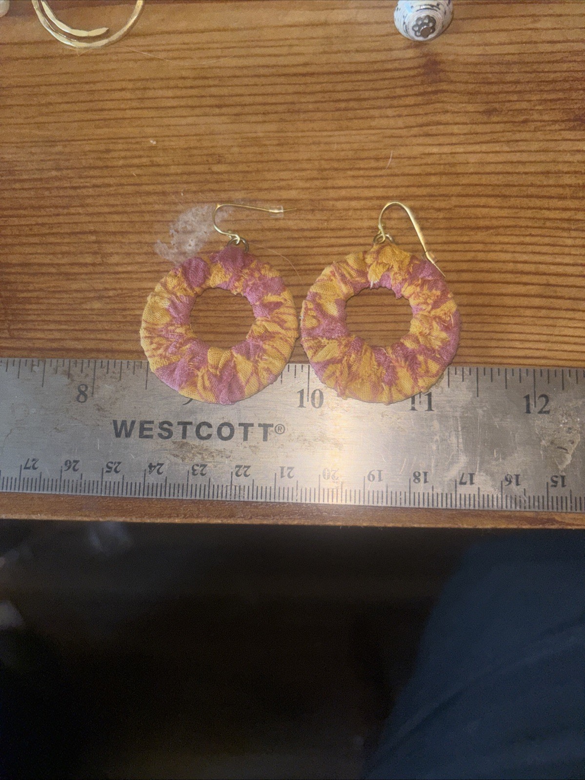Pink And Yellow Woven Hoop Earrings