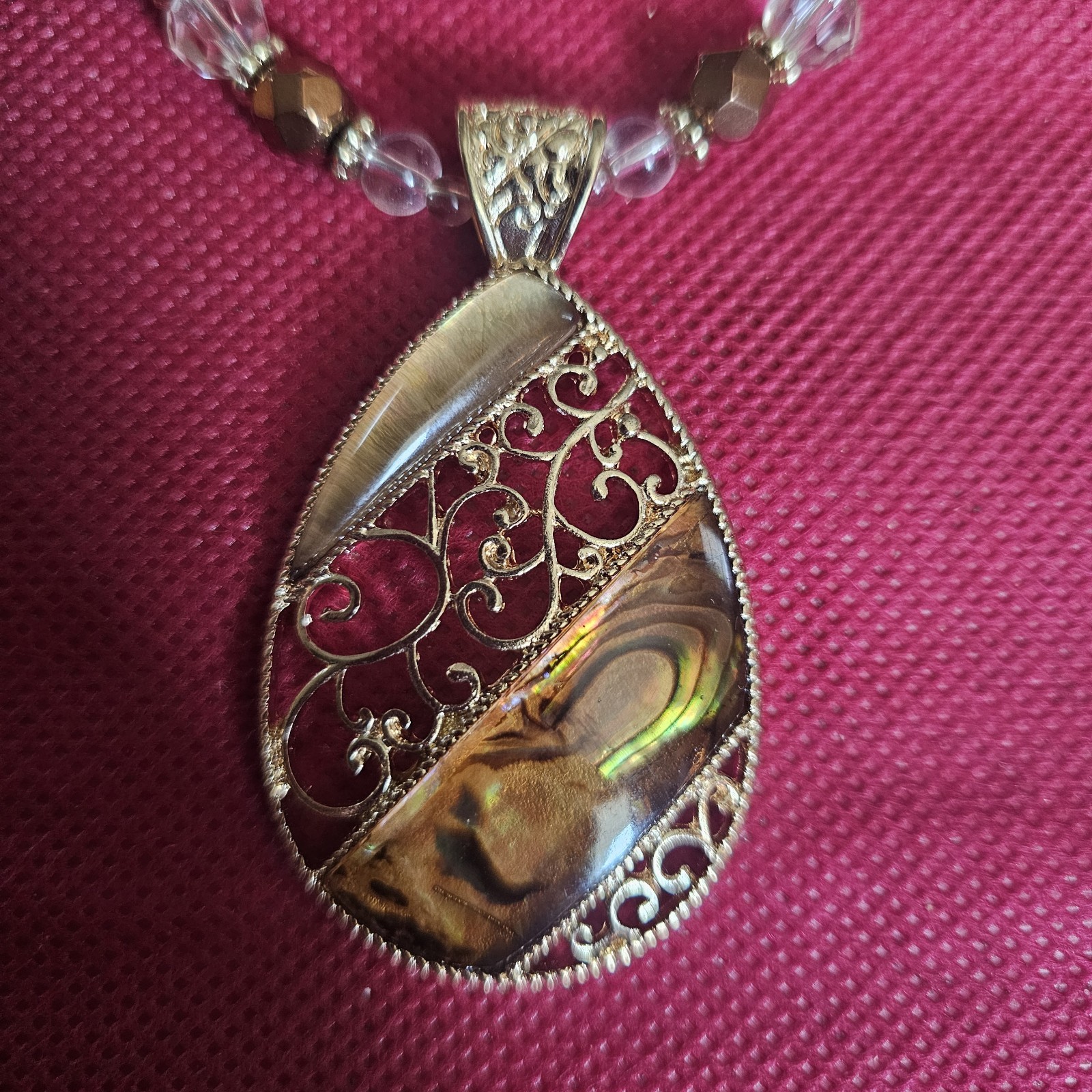 New without tags Goldtone Abalone Necklace and Earrings set- Free S&H
