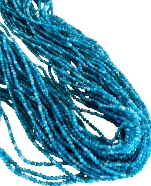 2mm Blue Apatite Choker Necklace Dainty Crystal Beaded Minimalist Gift for Her