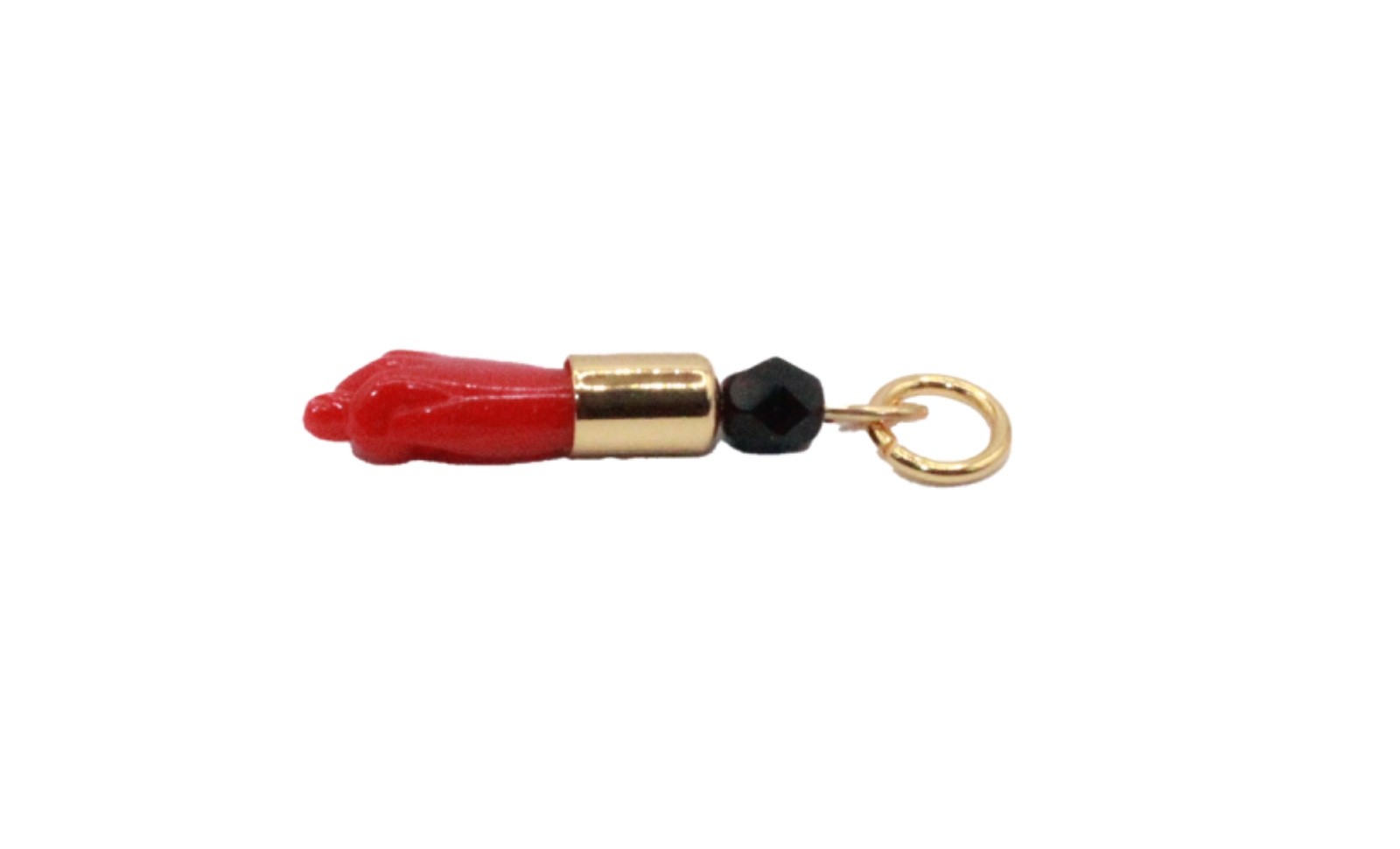 Red Figa Hand with Simulated Azabache 18k Gold Plated with 20 inch Chain