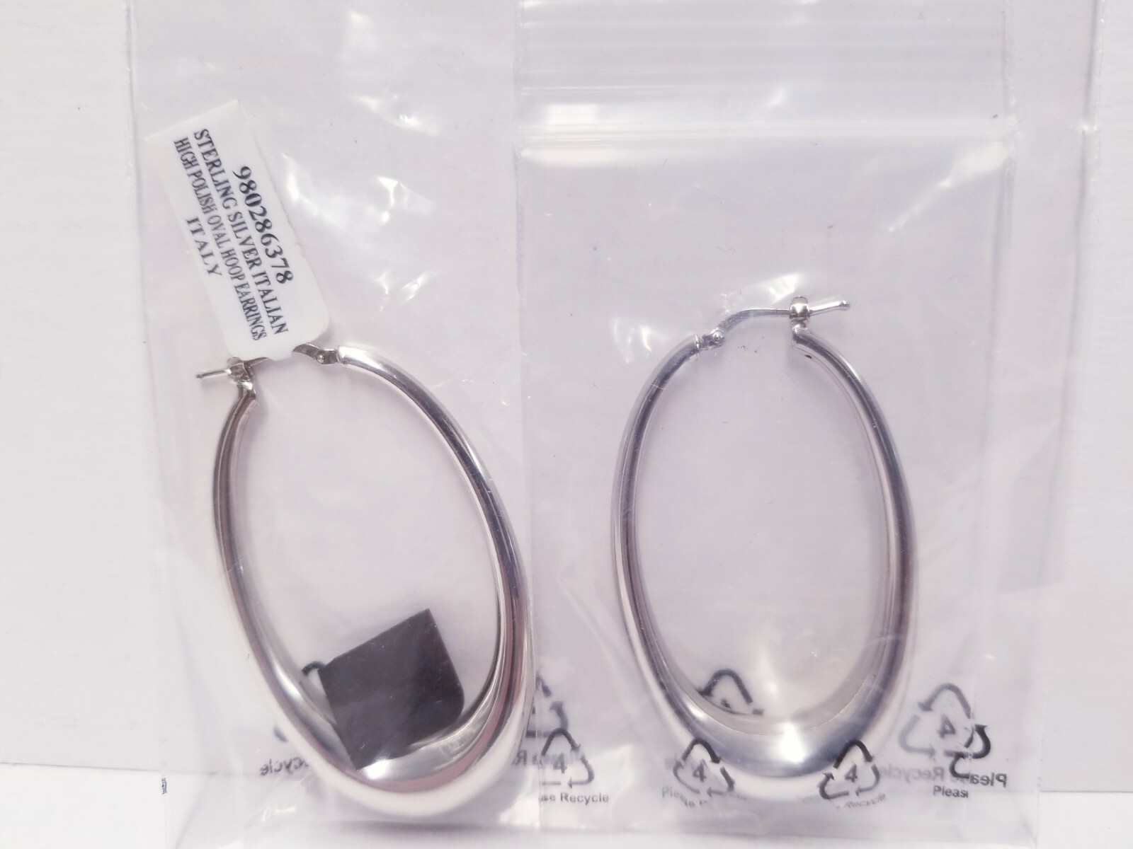 Precious Gemma TEARDROP HOOPS Italian Sterling Silver 33mm Rhodium Plated