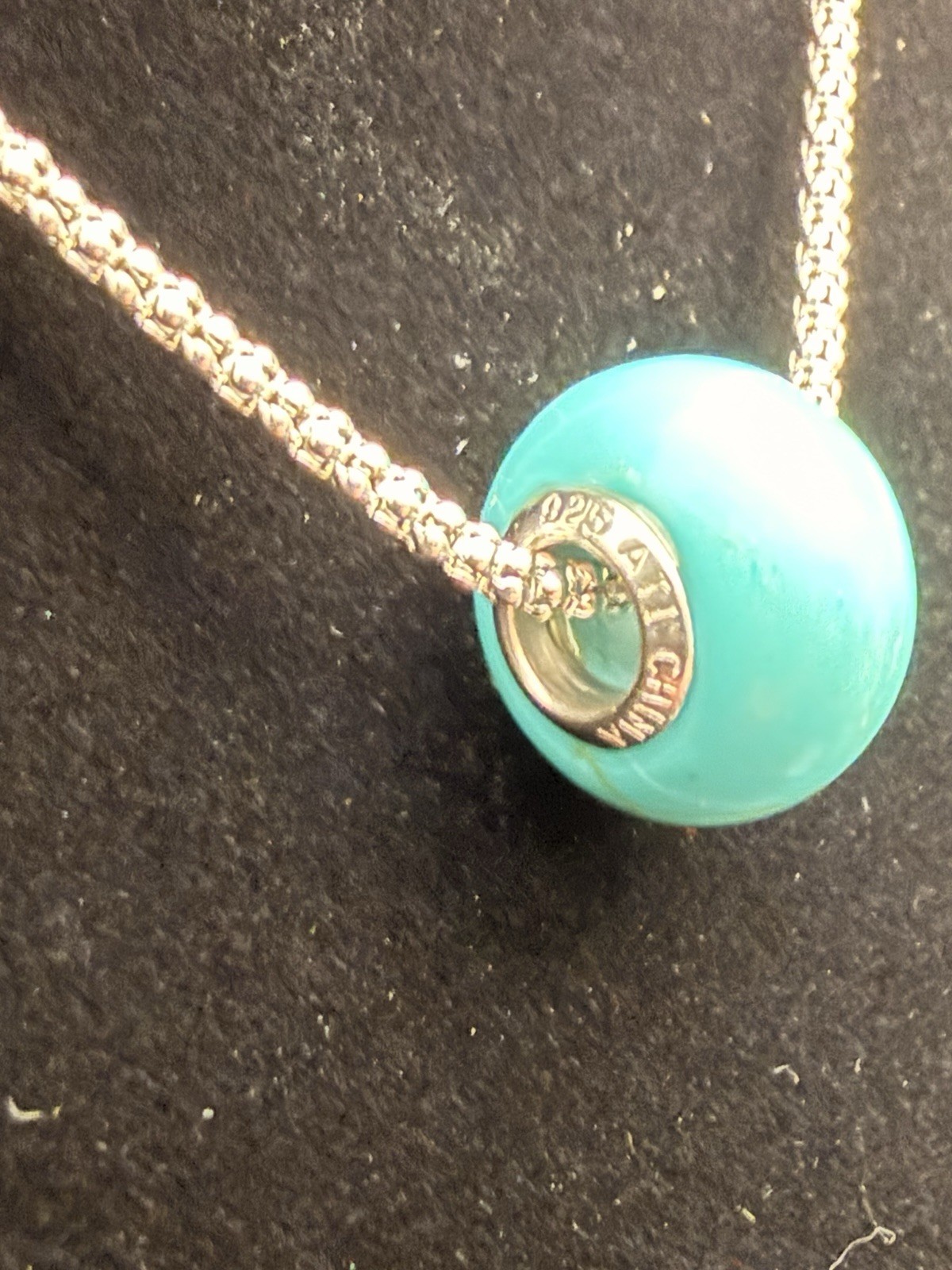 NWT Signed ATI Athra Set Sterling SilverSnakeChainNecklace& Turquoise, 925 Charm