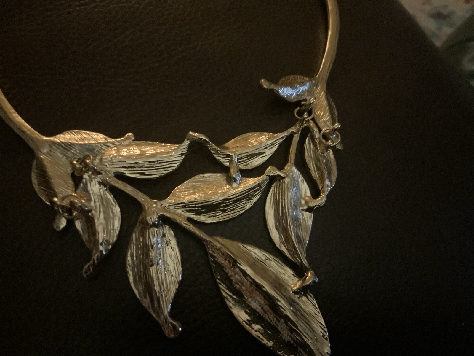 Leaf Necklace Zara Gold Statement Branch Chain Boho Retro Botanical Choker VTG