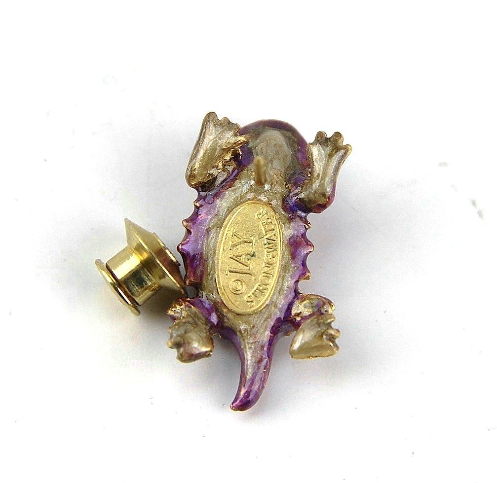 JAY STRONGWATER TACK PIN SUPER RARE PURPLE HORNED FROG SWAROVSKI BOX USA
