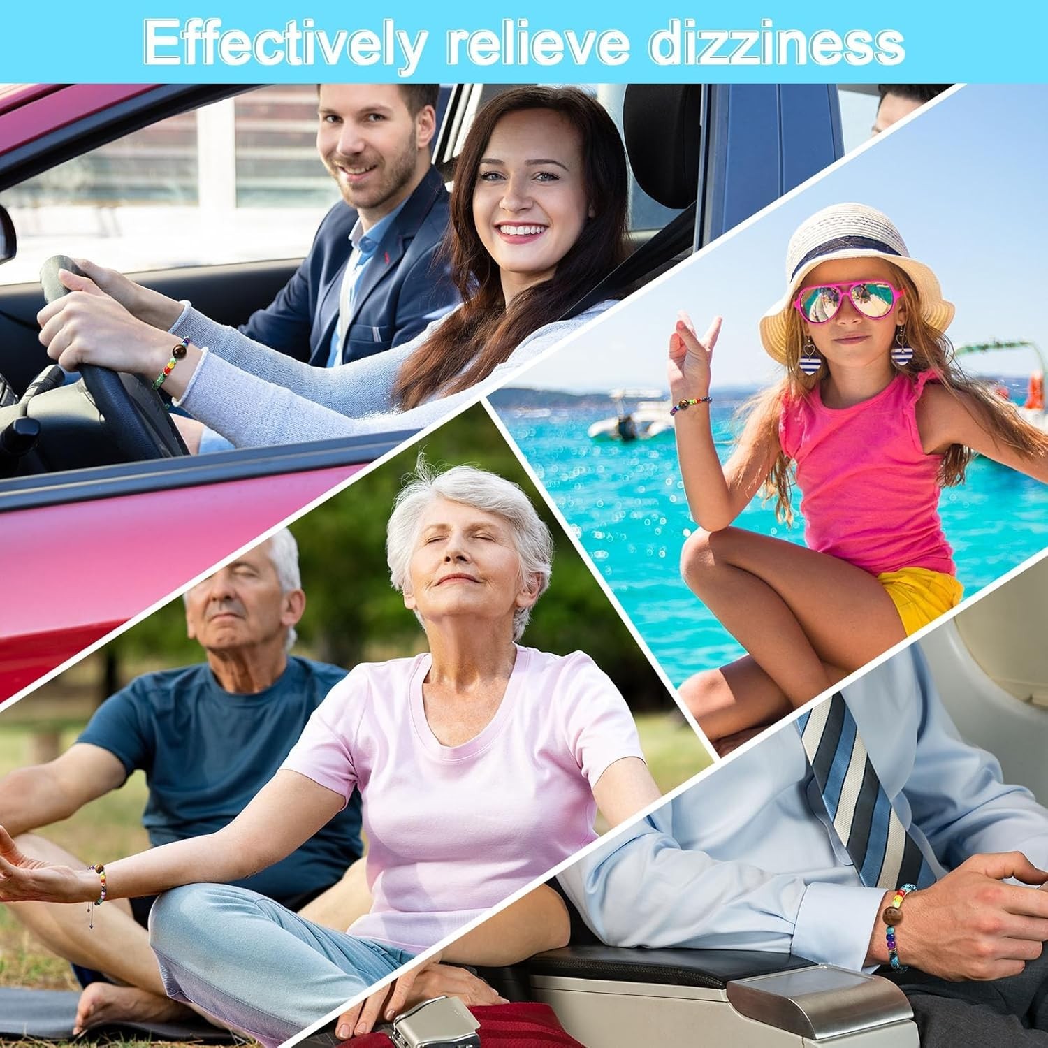 Adjustable Travel Wristbands – 6 Count Anti-Nausea Bracelets in Various Styles