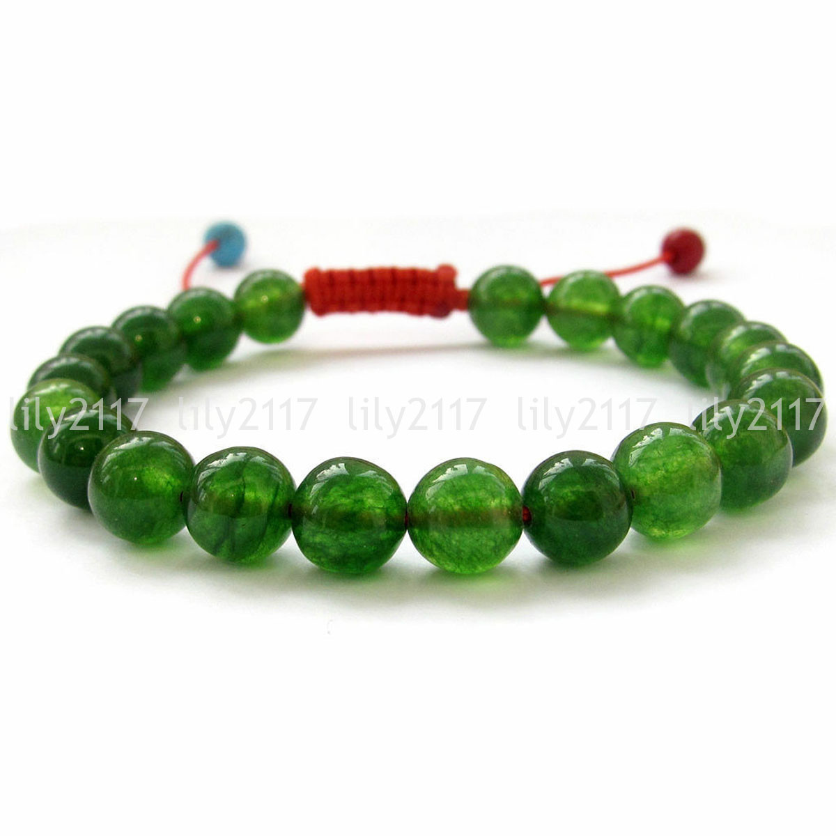 Handmade 6/8/10/12mm Crystal Green Jade Gemstone Braid Adjustable Bracelets