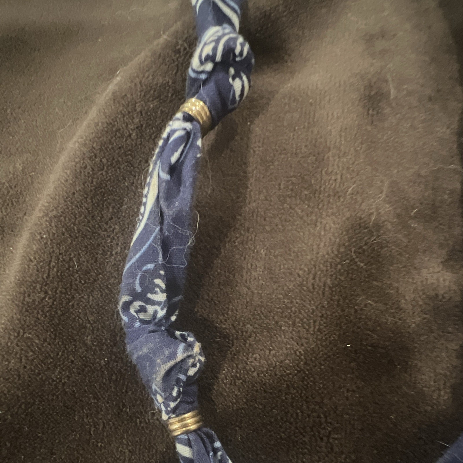 Blue Fabric Bandana Charm Necklace w/ Lobster Clasp, Adjustable Nautical