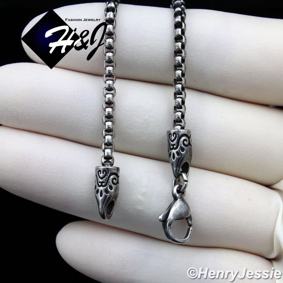 16″-36″BIKER MEN Stainless Steel 3mm Gunmetal Gray Box Link Chain Necklace*N174