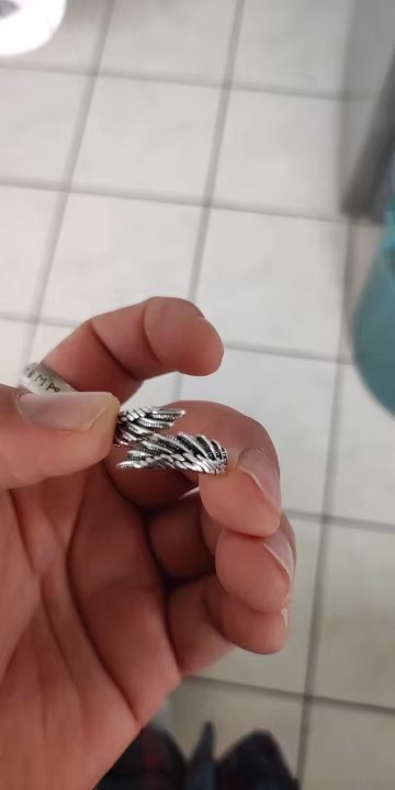 1 Pcs of 925 Sterling Silver Angel Wing Feather Adjustable Ring Wedding Jewelry